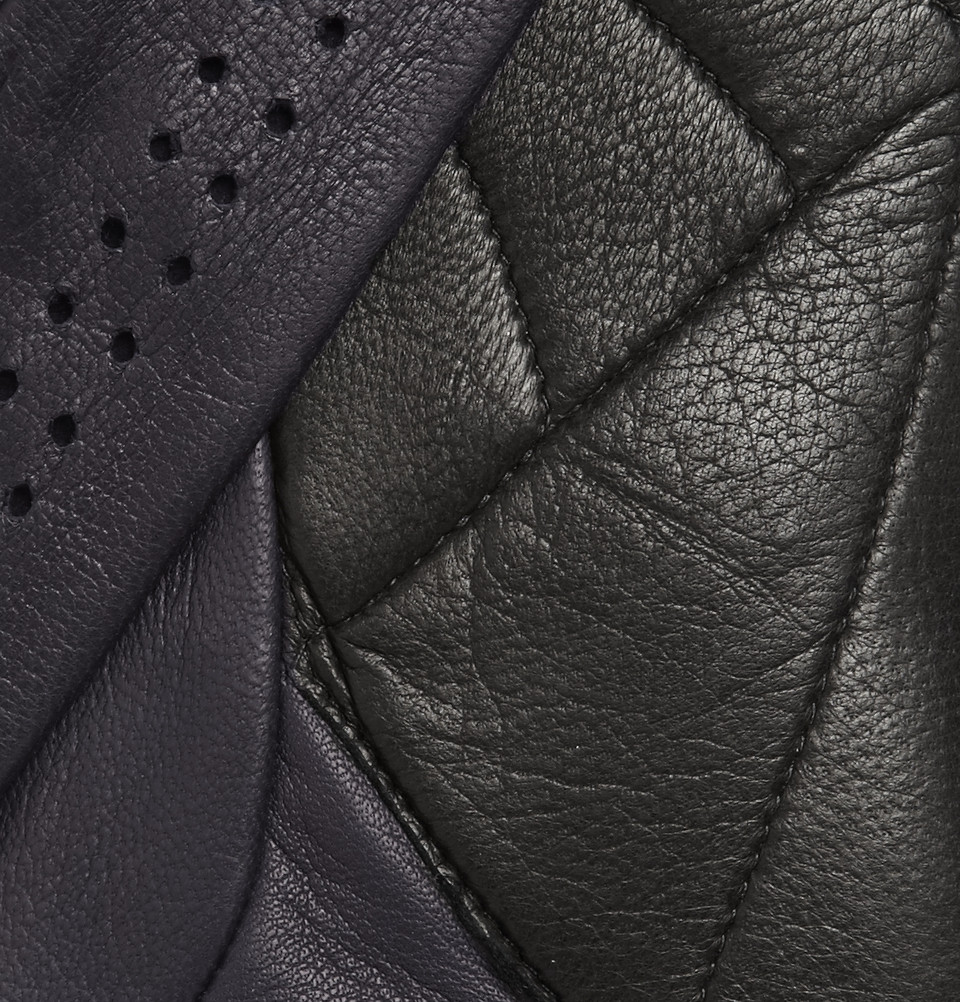 mens blue leather driving gloves