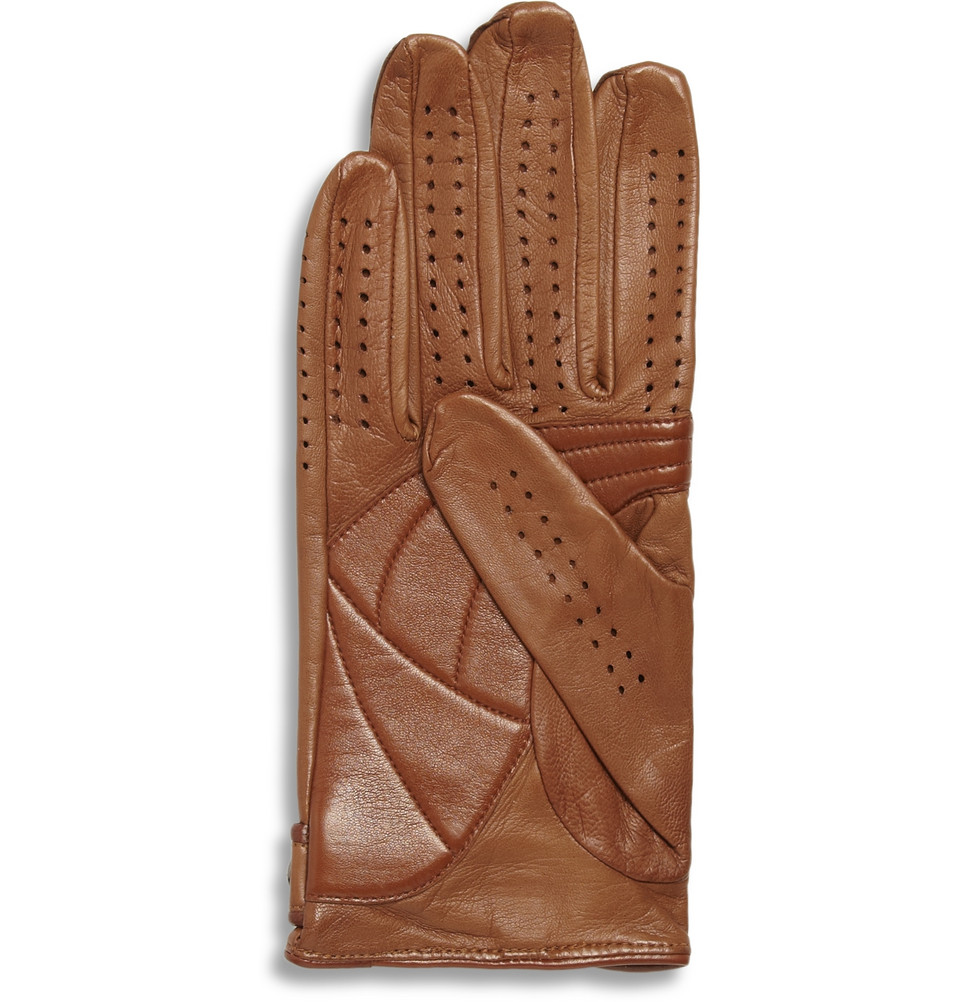 Lyst Dunhill Perforated Leather Driving Gloves in Brown for Men