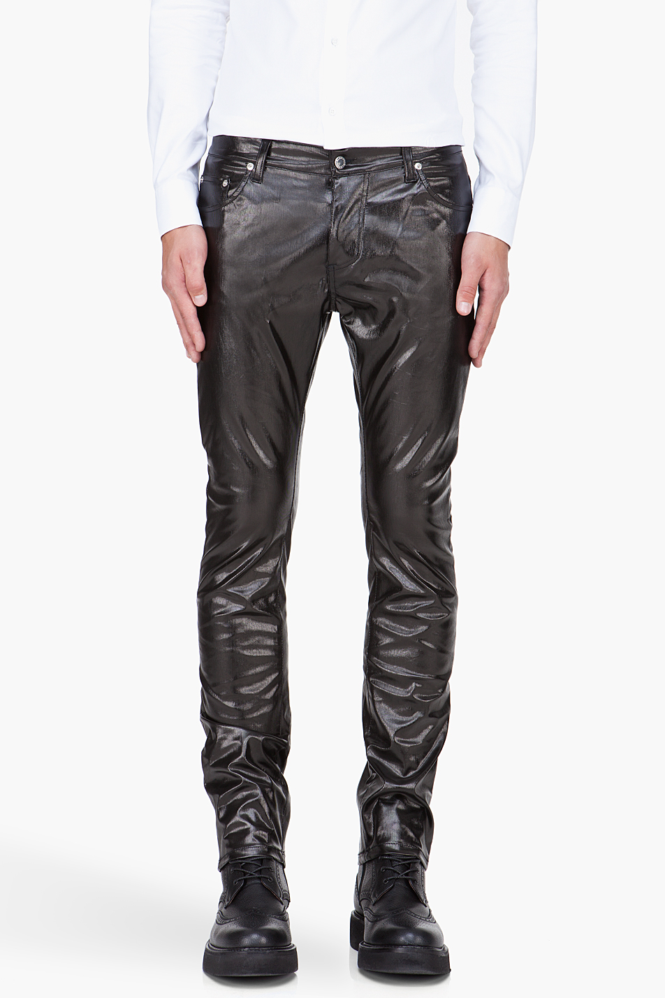 Lyst - Mugler Faux Leather Pants in Black for Men
