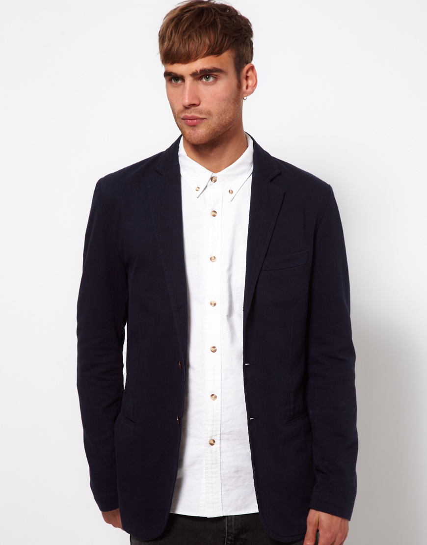 Lyst River Island Navy Blazer in Blue for Men