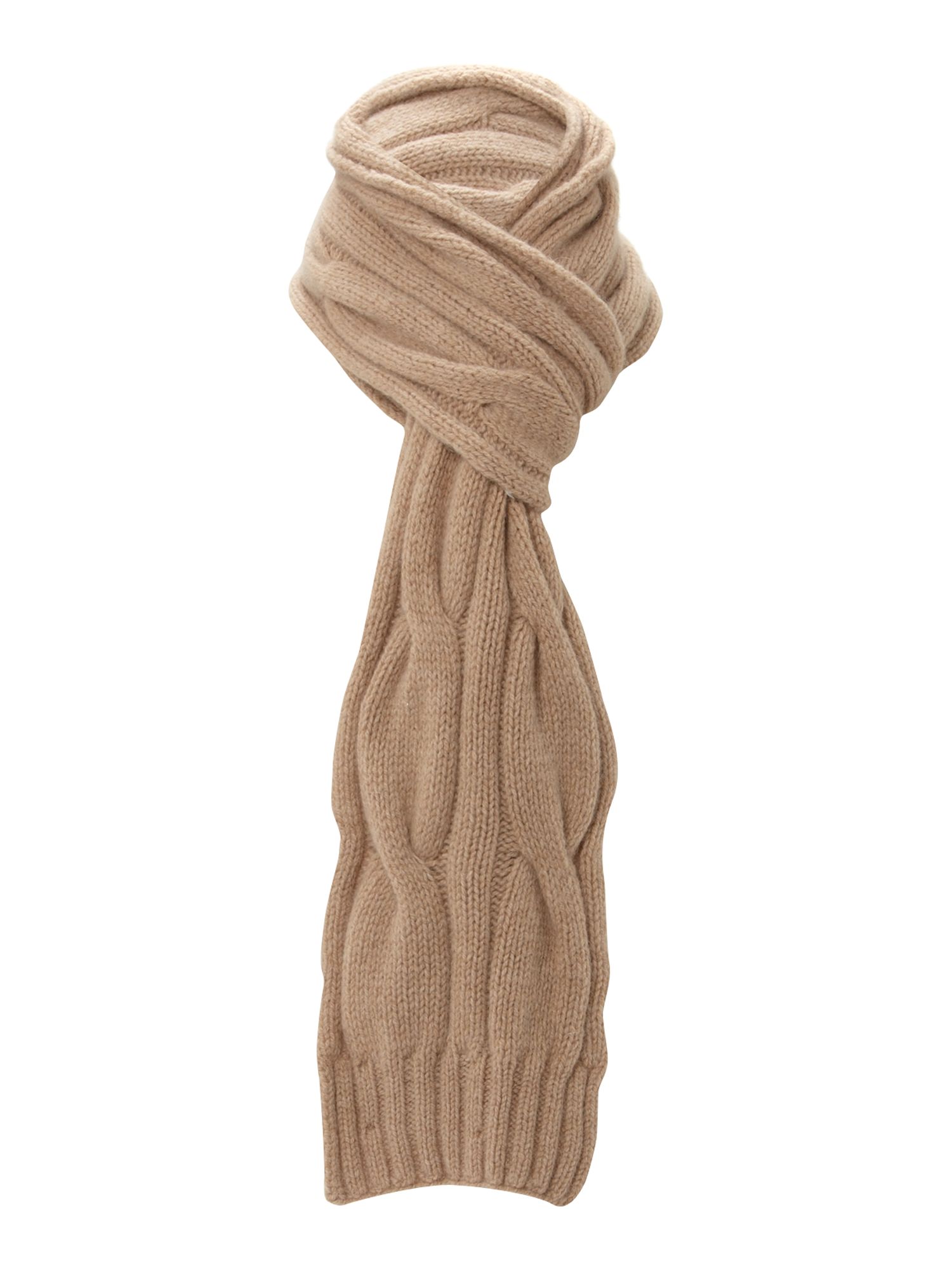 Barbour Wool Angora Cable Knit Scarf in Natural Lyst