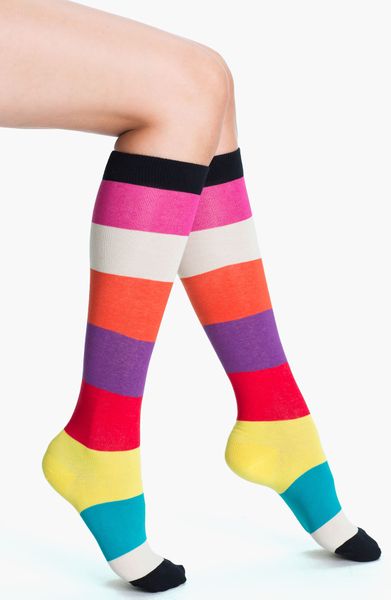 Kate Spade Rugby Stripe Knee Socks in Multicolor (midnight/ red) | Lyst
