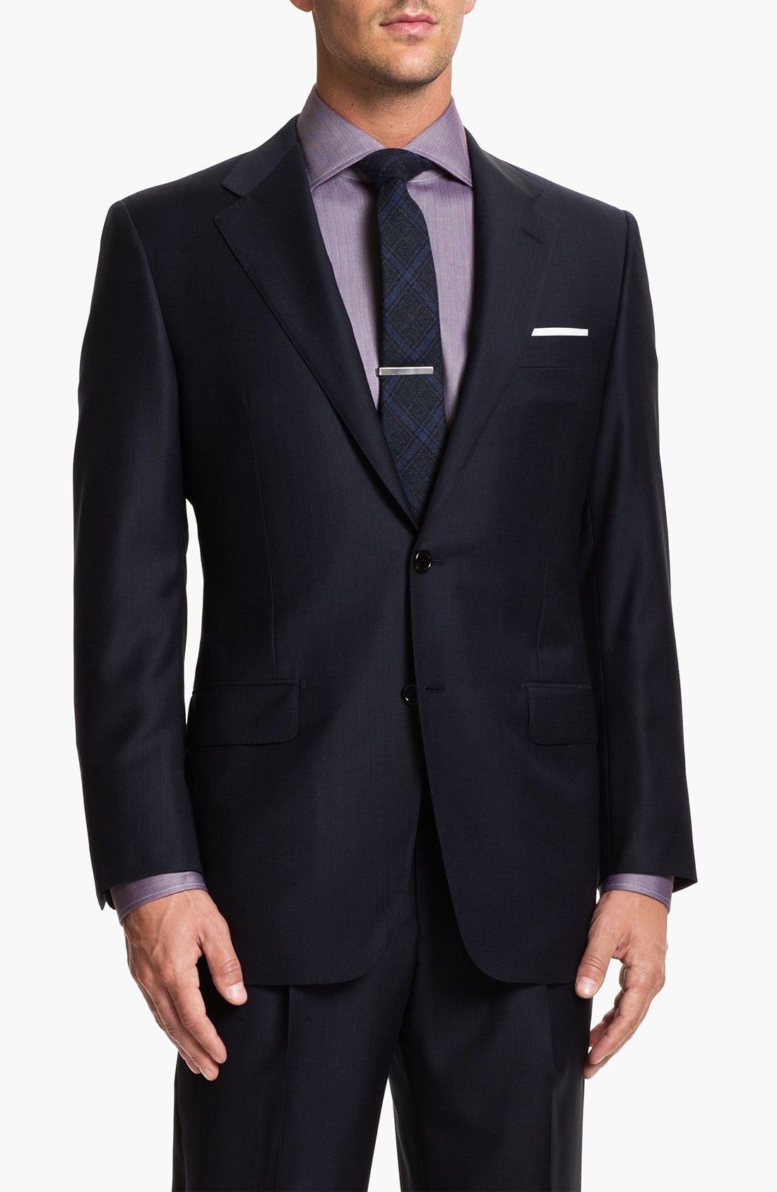 Hickey Freeman A Series Worsted Wool Suit in Black for Men (navy pindot ...