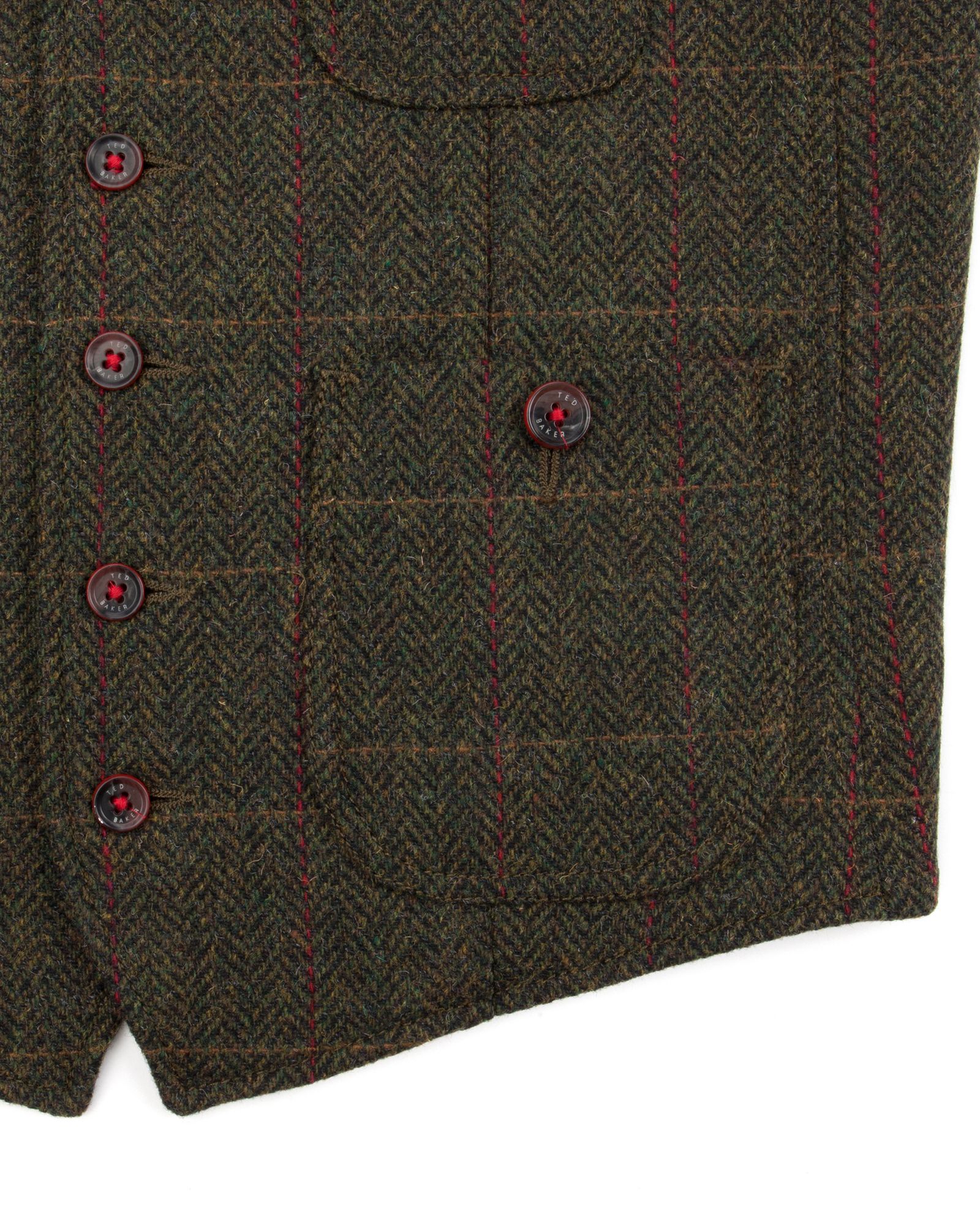 Ted baker Rythwai Wool Shetland Check Waistcoat in Green for Men | Lyst