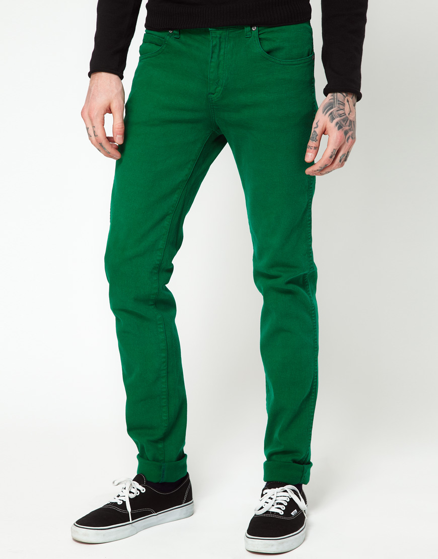 olive green skinny jeans men