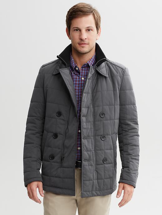 Banana Republic Quilted Nylon Peacoat in Gray for Men (charcoal ) | Lyst