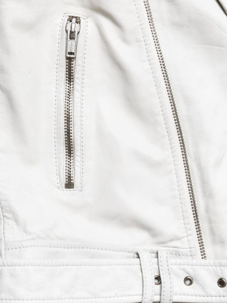 Blk Dnm Leather Biker Jacket in White | Lyst
