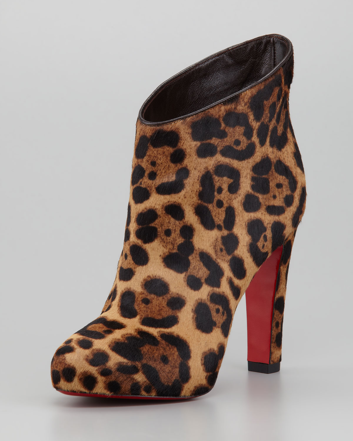 christian louboutin booties Brown and red pony hair lace detail ...  