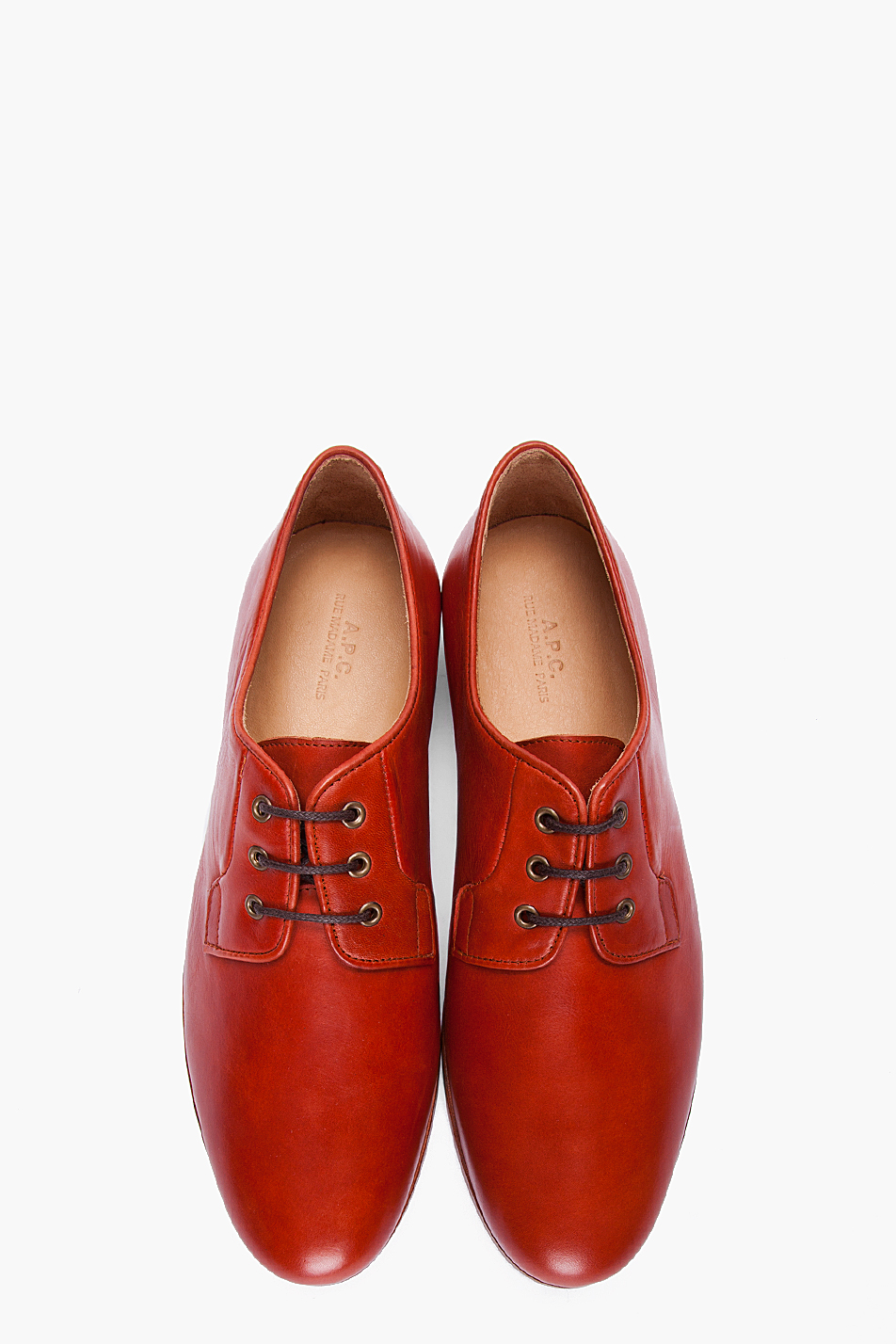 Lyst A.P.C. Brick Red Derby Dress Shoes in Red for Men