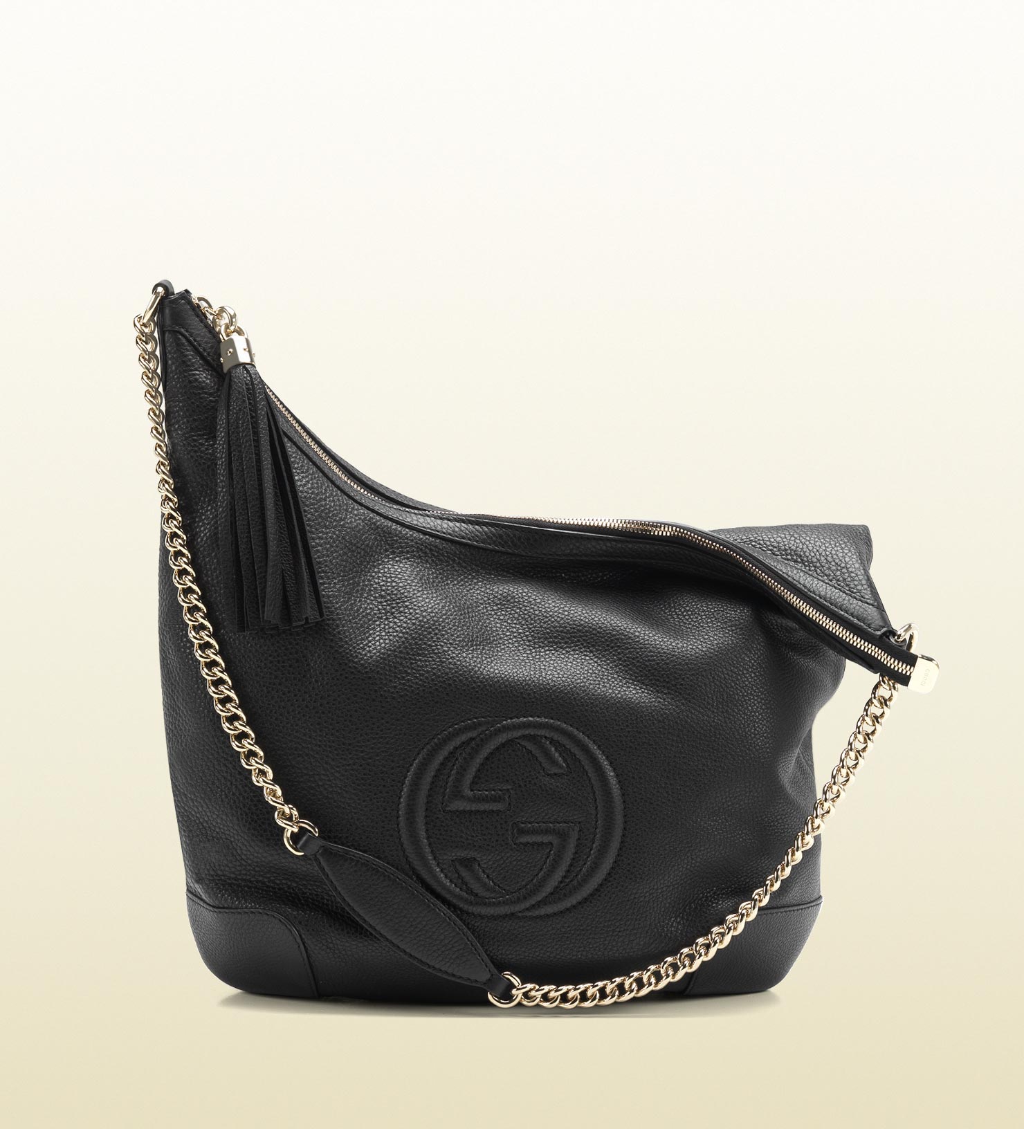 Lyst - Gucci Soho Black Leather Shoulder Bag with Chain Strap in Black