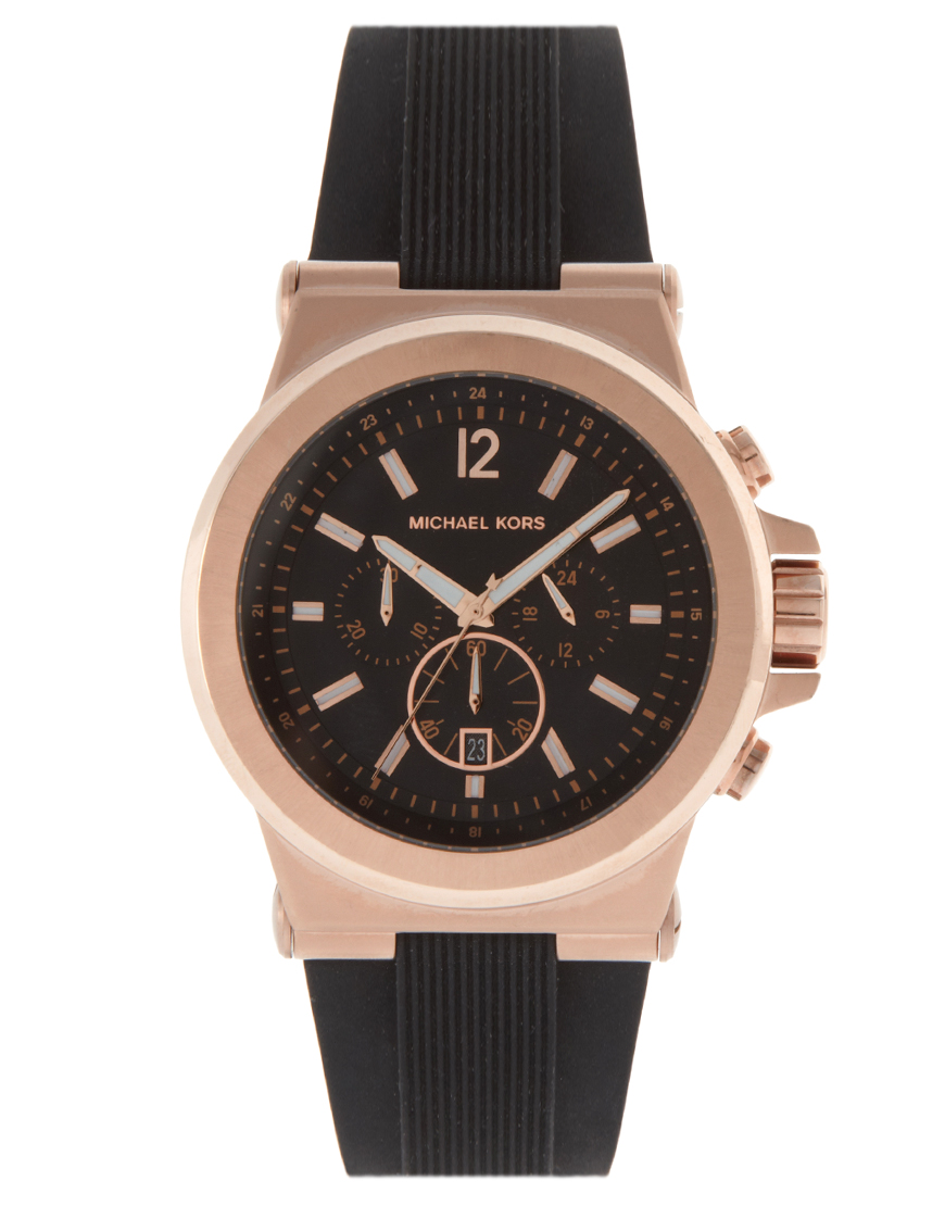 Michael Kors Silicone Watch in Gold for Men (black) | Lyst