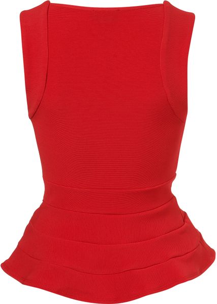 Topshop Bandage Peplum Top in Red | Lyst