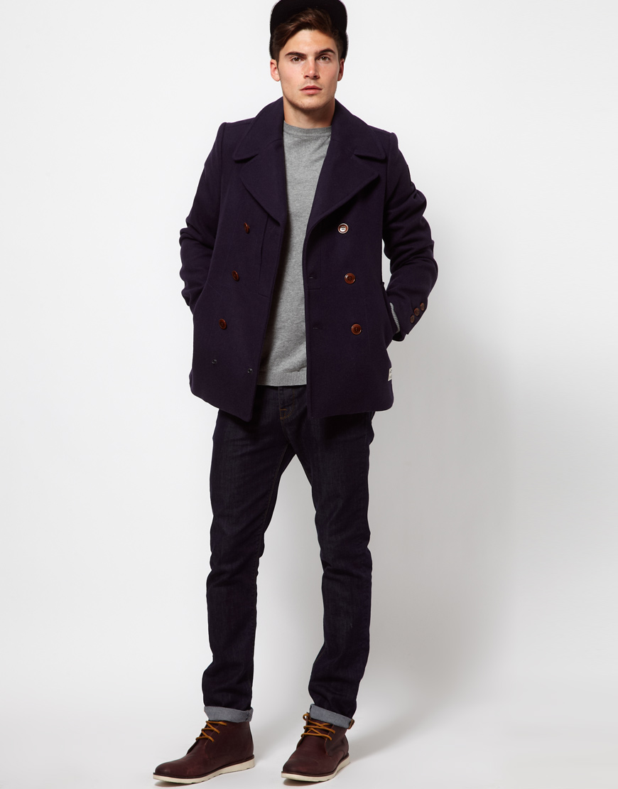 Lyst - G-Star Raw Wool Pea Coat in Blue for Men
