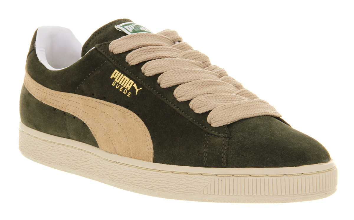 green suede puma shoes