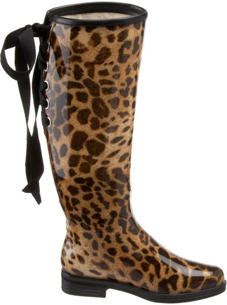 Dav Victoria Leopard Print Rain Boots in Black (black water proof) | Lyst