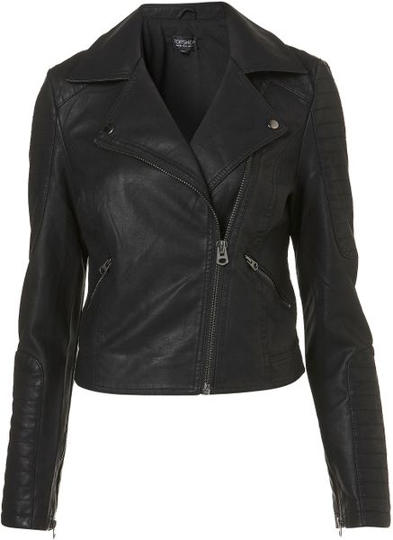 Topshop Cross Embellished Biker Jacket in Black | Lyst