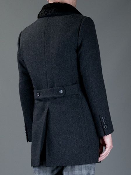 Dolce & Gabbana Fur Collar Coat in Black for Men | Lyst