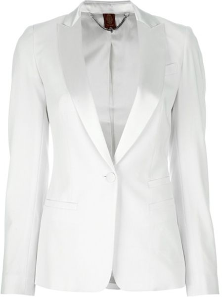Dondup Single Button Blazer in White | Lyst