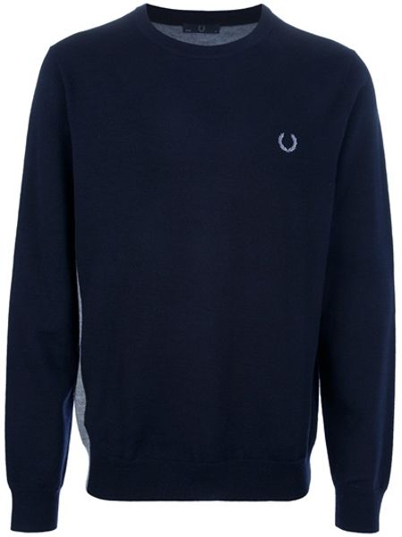 Fred Perry Laurel Wreath Colour Block Sweater in Blue for Men (navy) | Lyst