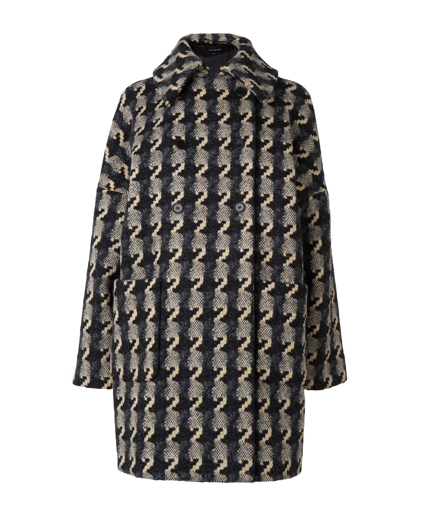 Jaeger Scottish Wool Houndstooth Coat in Gray (charcoal) | Lyst