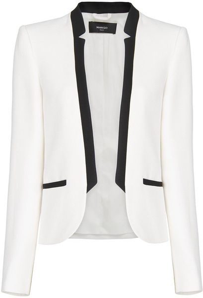 Mango Tuxedo Blazer in White (off white) | Lyst