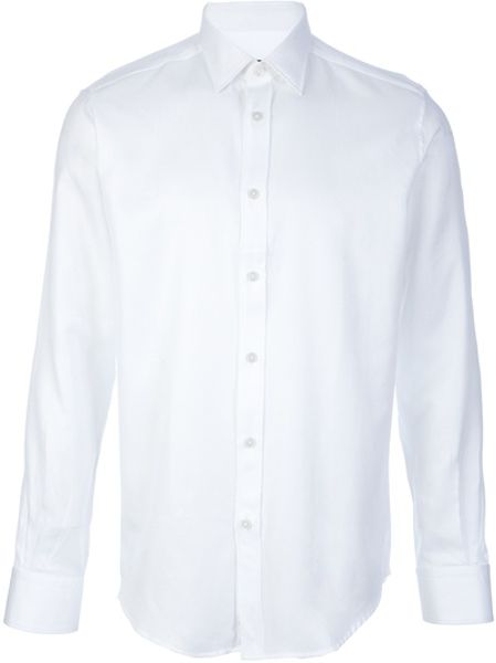 Z Zegna Plain Button Down Shirt in White for Men | Lyst