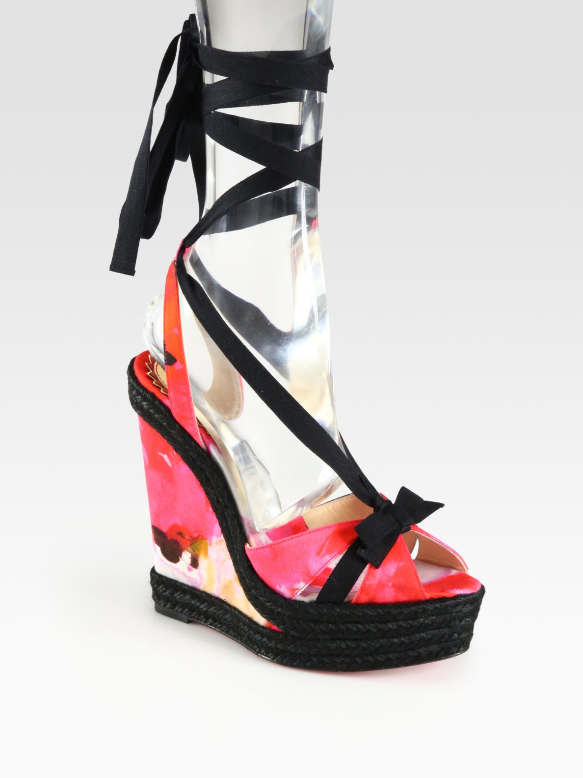 Artesur ? christian louboutin wedge sandals Black satin