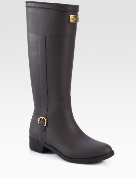 Hunter Belsize Beckley Faux Leather Rain Boots in Brown | Lyst