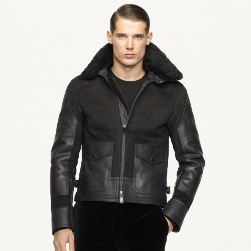 Lyst - Ralph Lauren Black Label Shearling Flight Jacket in Black for Men