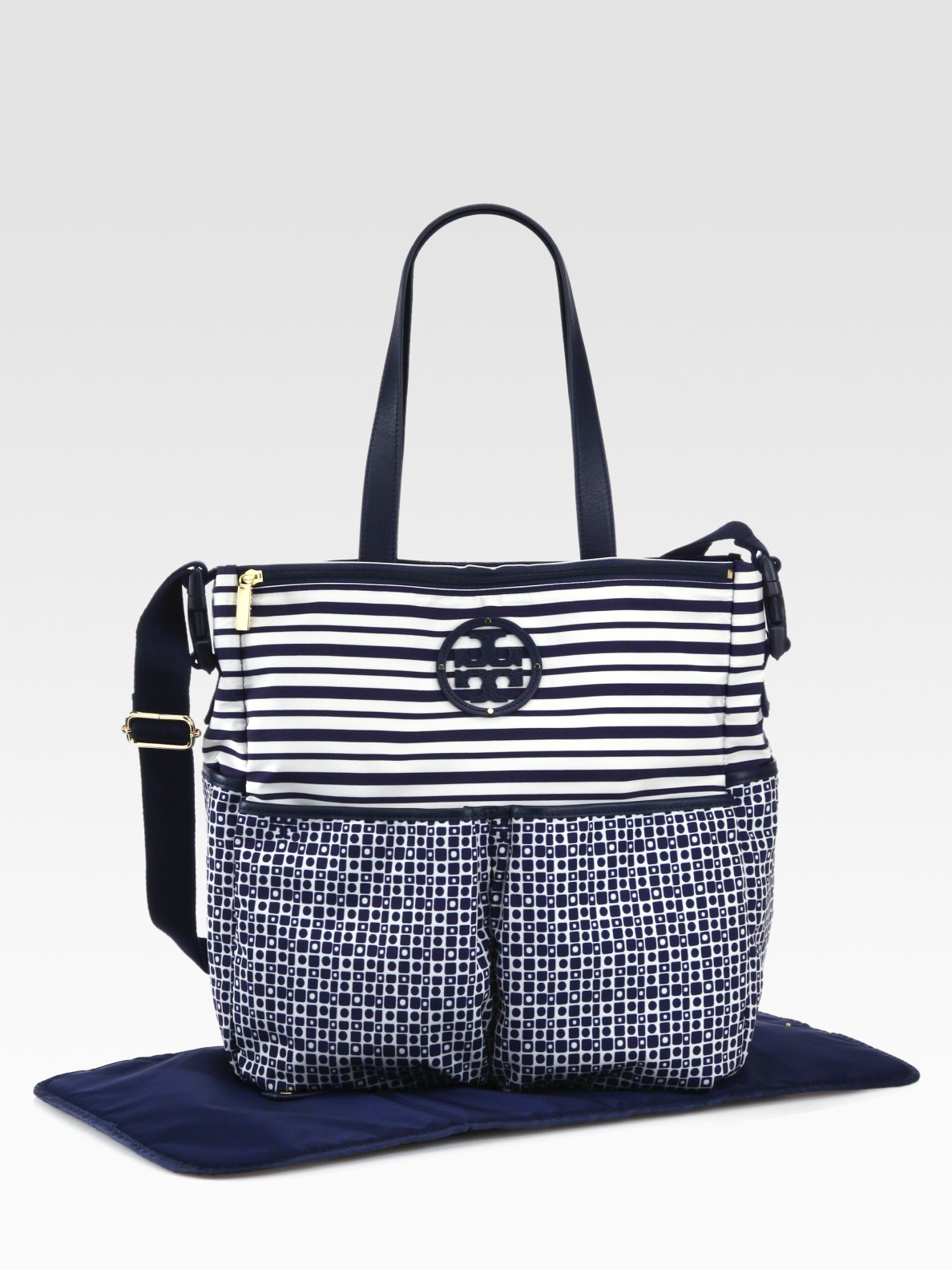 Tory Burch Blue Mixedprint Nylon Diaper Bag