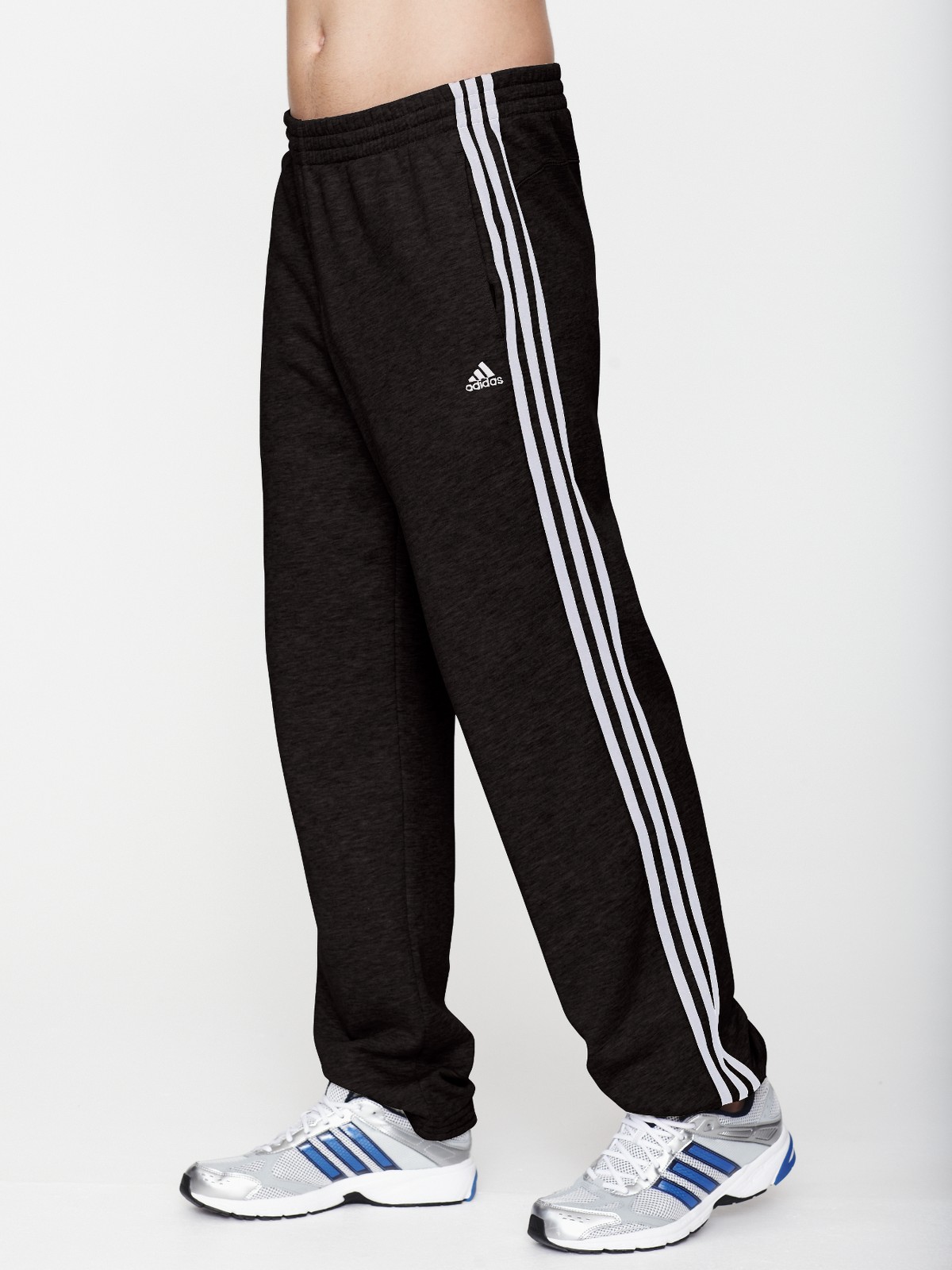 Adidas Adidas Mens 3 Stripe Essentials Core Cuffed Sweat Pants in Black ...