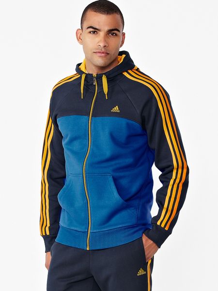 Adidas Adidas 3s Essentials Mens Enhanced Zip Through Hoodie in Blue ...