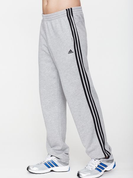 Adidas Three Stripe Essentials Core Cuffed Sweat Pants in Gray for Men ...