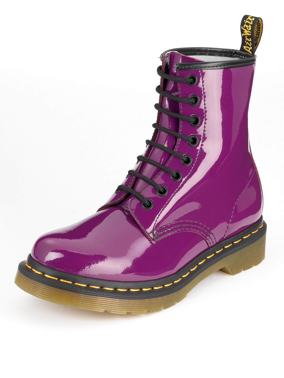 Dr. Martens 8 Eyelet Leather Ankle Boots Purple Patent in Purple ...