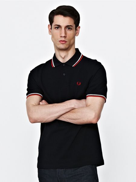 Fred Perry Fred Perry Mens Twin Tipped Polo Shirt in Black for Men ...