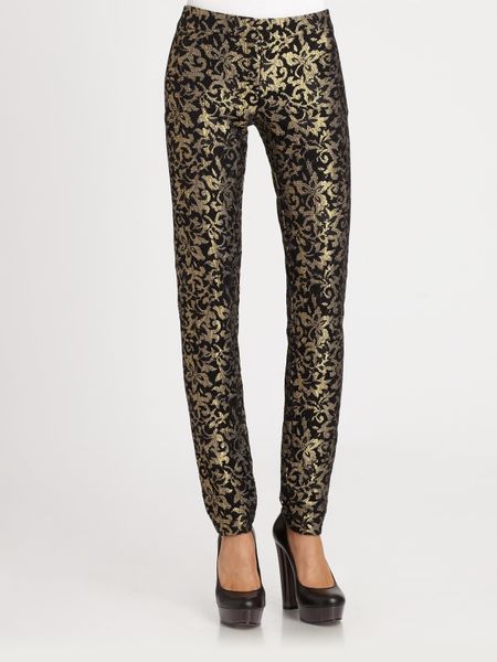 Haute Hippie Metallic Lace Leggings in Black | Lyst