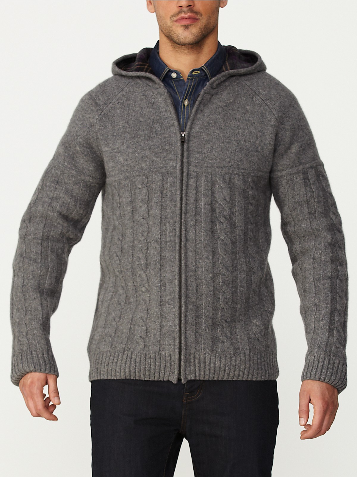 Paul Costelloe Paul Costelloe Mens Cable Knit Cardigan in Gray for Men ...