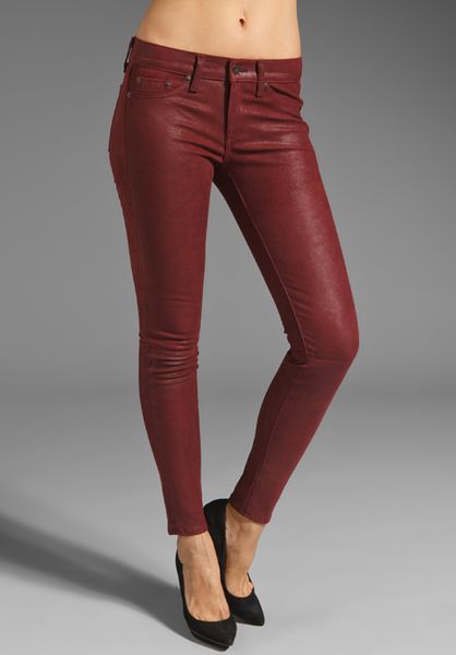 Rag & Bone Pants The Leather Skinny Slim in Red (wine) | Lyst