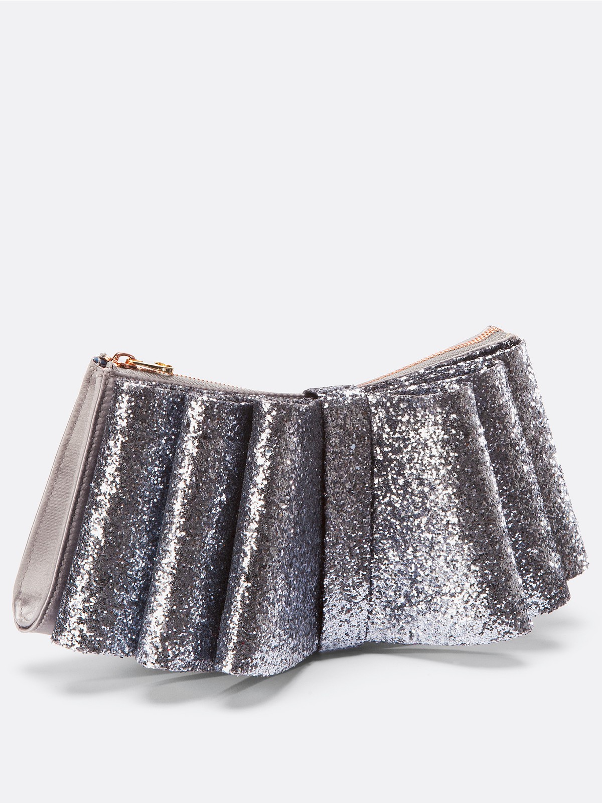 Ted Baker Ted Baker Glitter Bow Clutch Bag in Silver (grey) | Lyst