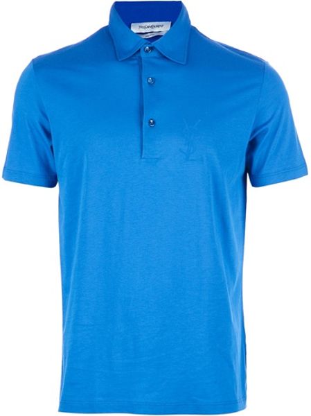 Saint Laurent Logo Polo Shirt in Blue for Men | Lyst