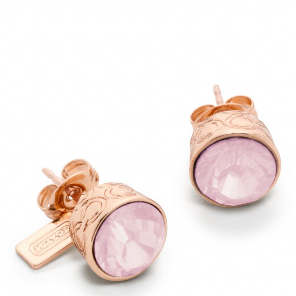 Lyst Coach Stone Stud Earrings In Pink Gallery