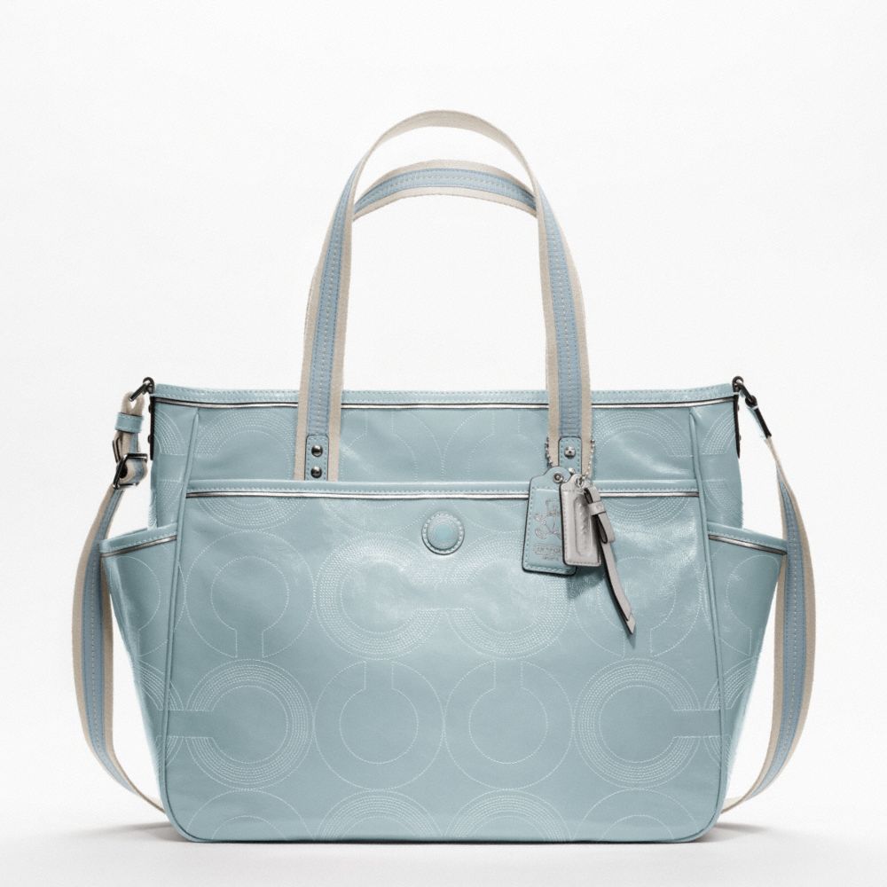 Coach Baby Bag Stitched Patent Tote in Gray (silver/mist) | Lyst