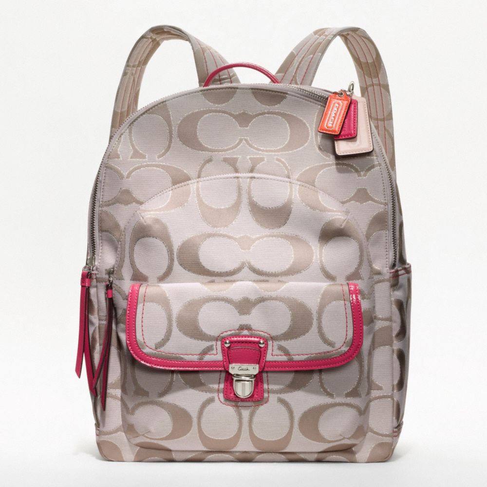 Coach Poppy Metallic Signature Sateen Backpack in Metallic | Lyst