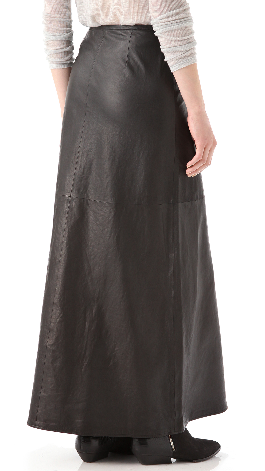 J brand Cameo Leather Maxi Skirt in Black | Lyst