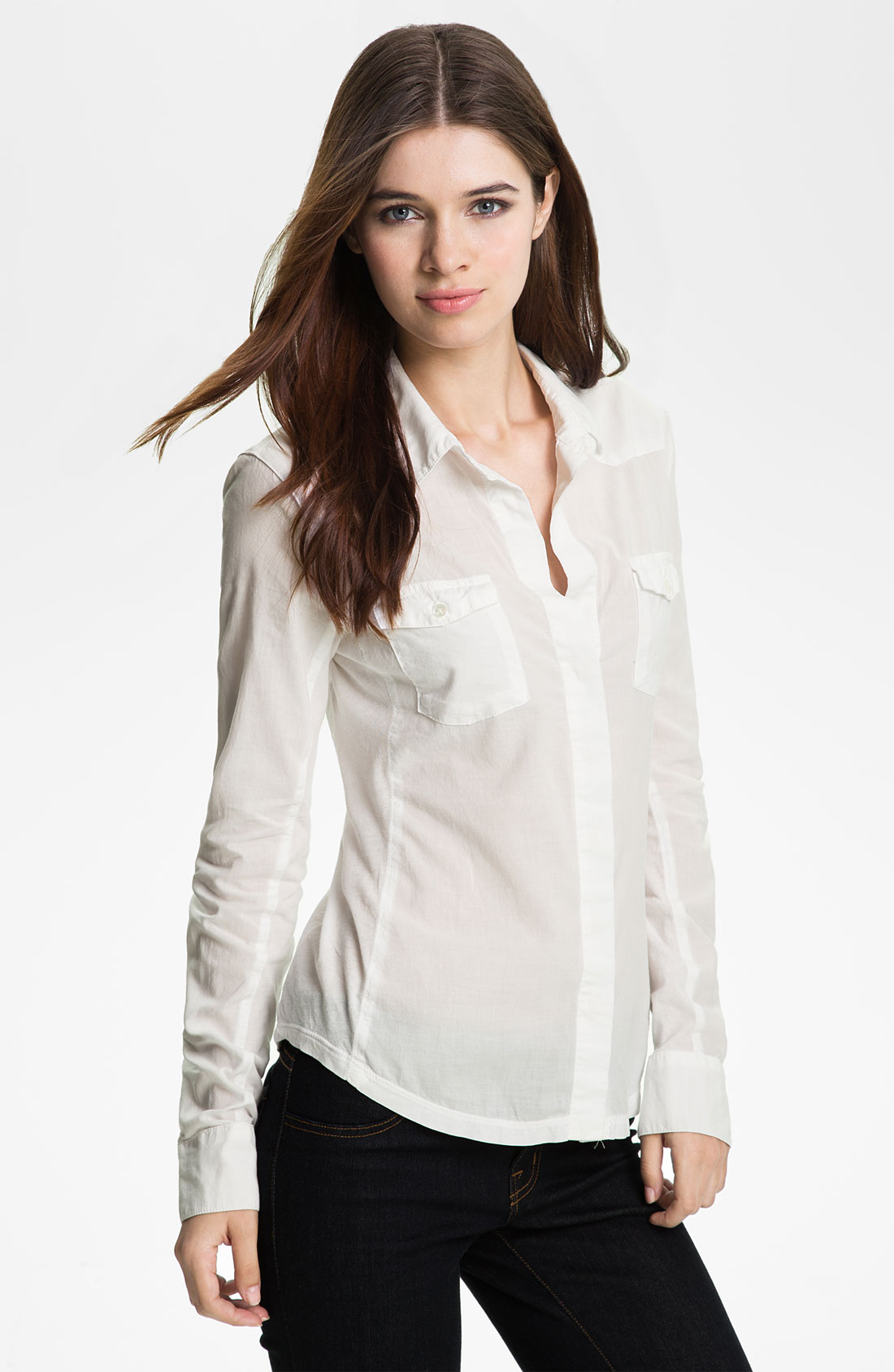 JAMES PERSE Contrast Stitch Western Shirt in Pearl | MATERIALIST ... JAMES PERSE Contrast Stitch Western Shirt in Pearl | MATERIALIST ...