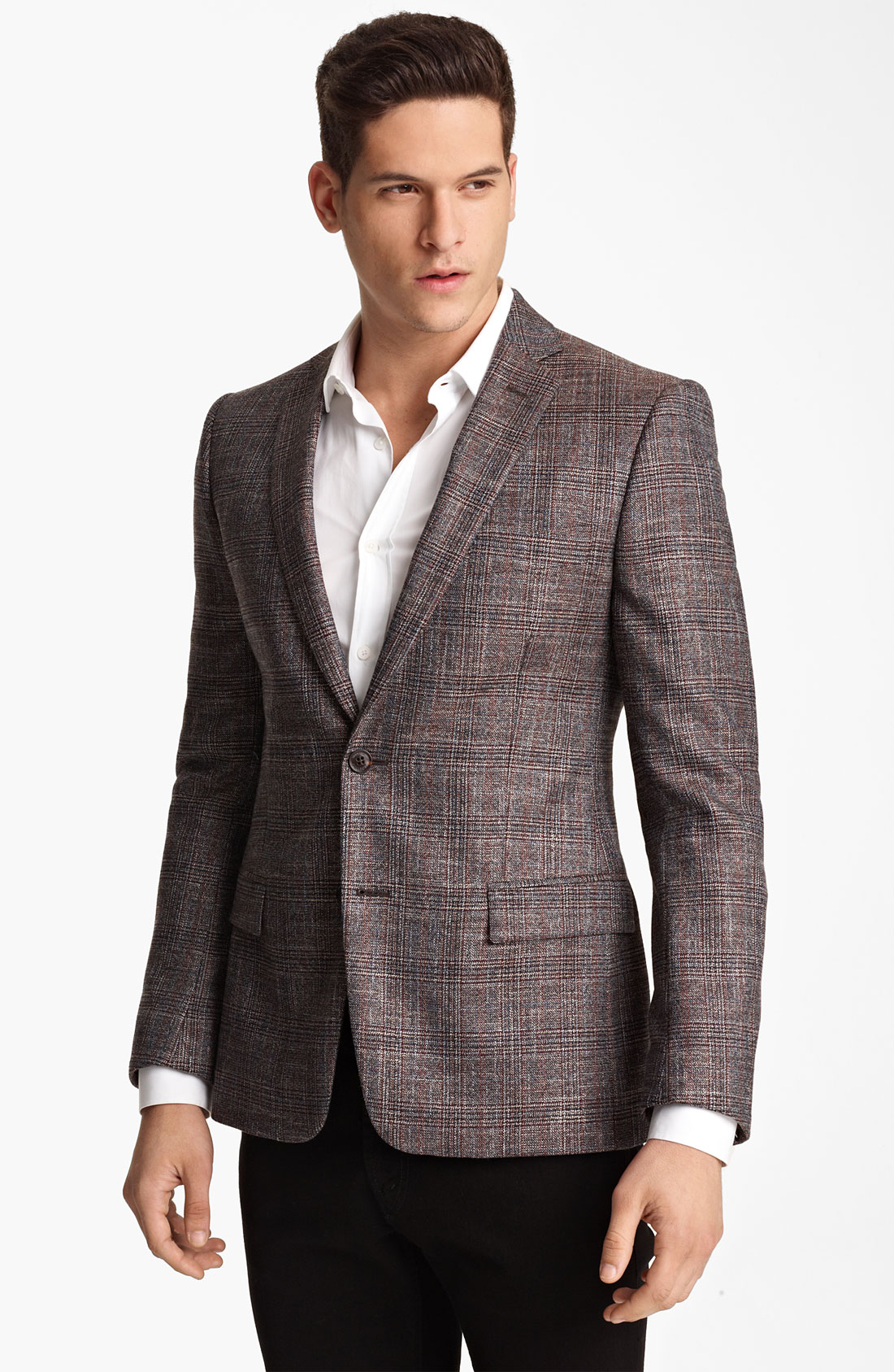 Versace Versace Trim Fit Check Sportcoat in Gray for Men (grey melange ...