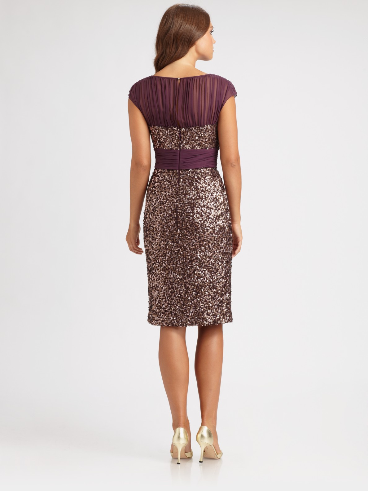 badgley mischka plaid sequin gown
