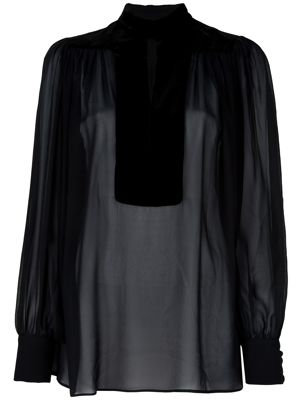 Gucci Sheer Blouse in Black | Lyst