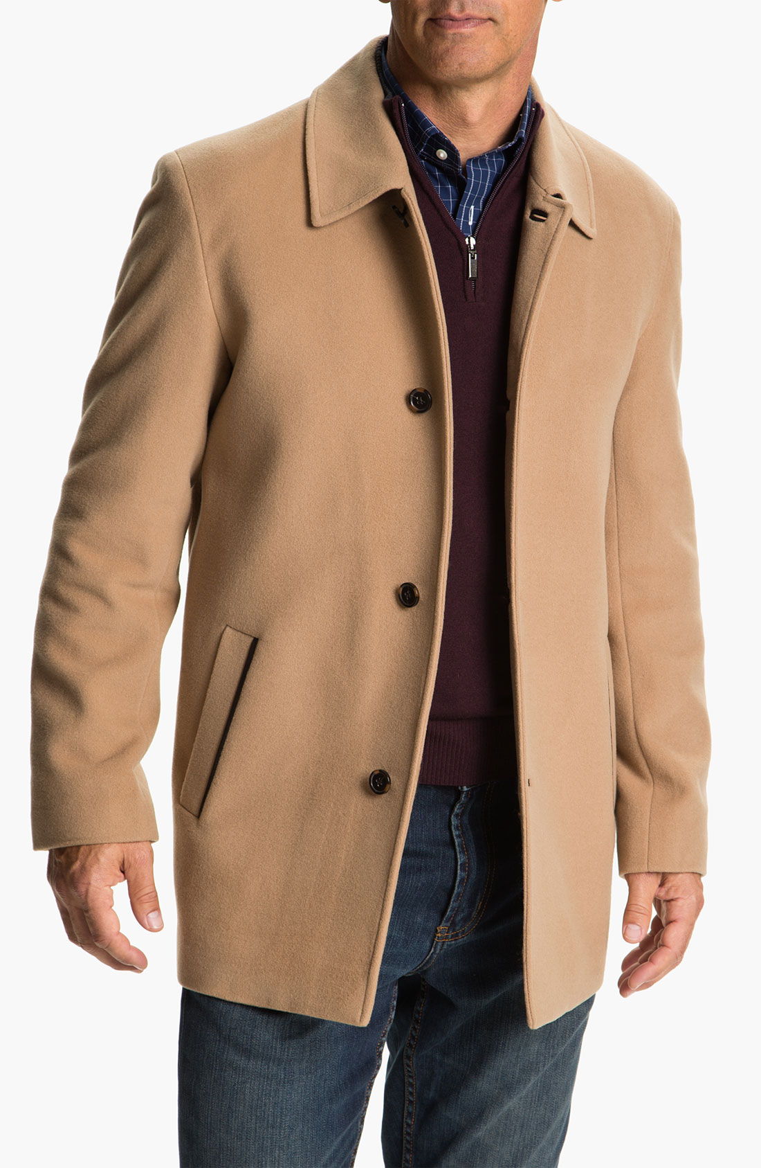 Cole Haan Wool Cashmere Blend Coat in Beige for Men (camel) | Lyst