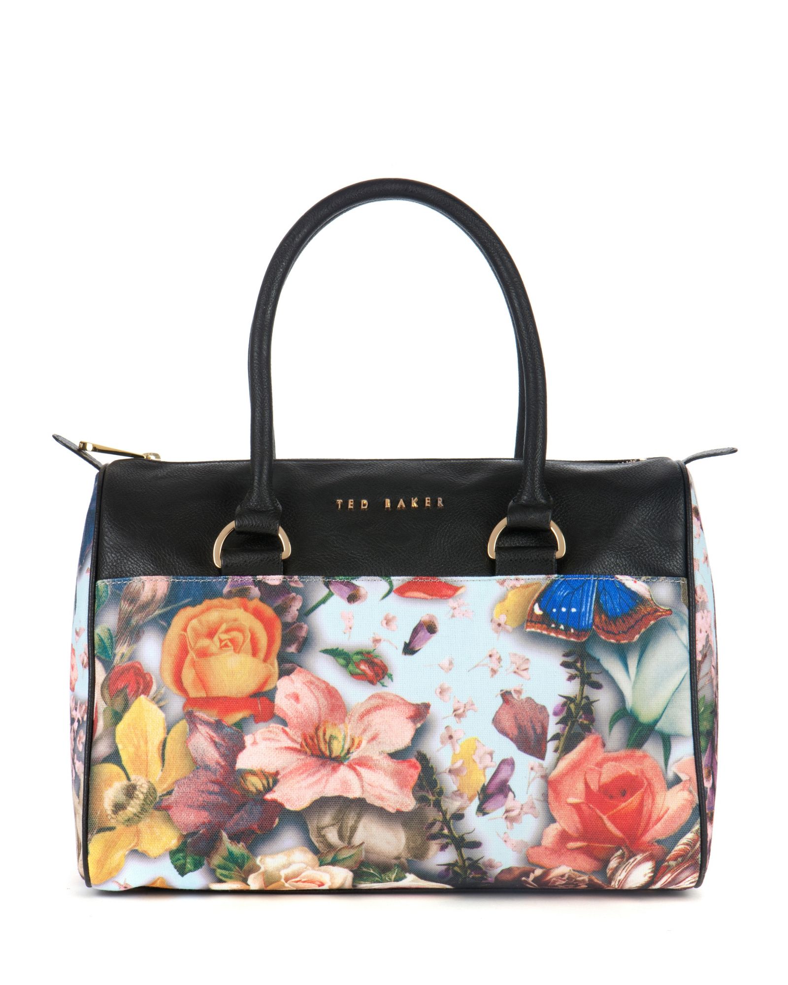 Ted Baker Souari Floral Printed Bowler Bag in Floral (black) | Lyst